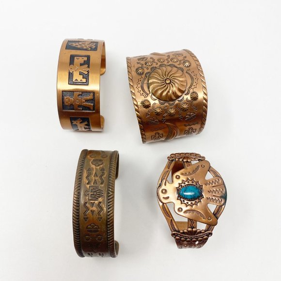 525 Vintage Bell Trading Post solid copper storyteller bracelets jewelry set - Picture 2 of 10